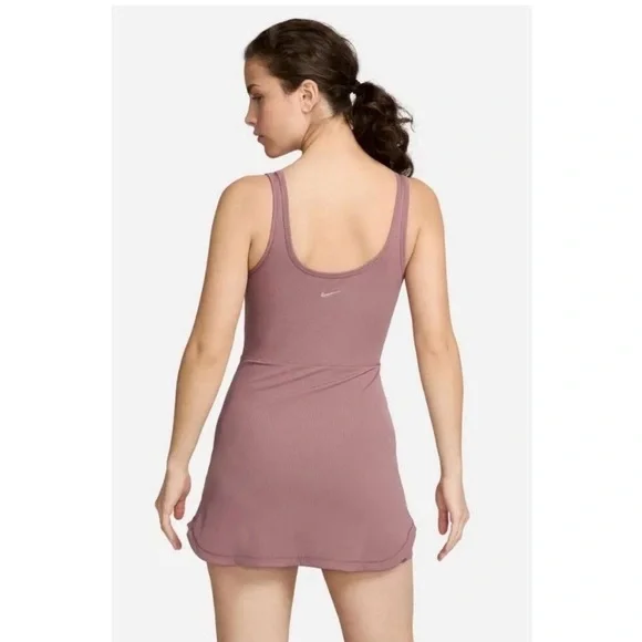 NWT Nike MAUVE Dri-FIT One Scoop Neck Ribbed Dress Romper - Picture 6 of 8